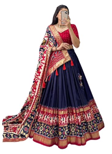 infamiss Stitched Lehenga choli For Womens And Girls Soft Dola Silk Fabric With Digital Print And Foil Work Nevy Blue Color Chaniya Choli Set