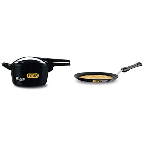 Hawkins - If50 Futura Hard Anodised Induction Compatible Pressure Cooker, 5 Litre & Hawkins Futura Non-Stick Flat Tawa, 26Cm (Q46)