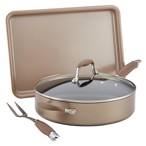 Anolon 84204 Nonstick Cookware Saute Pan Set, Large, Bronze