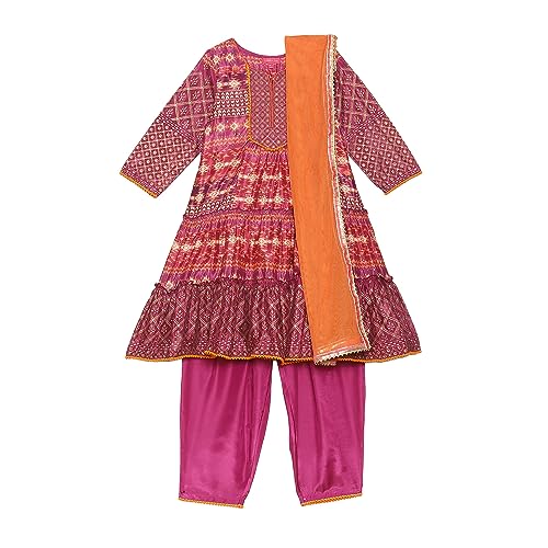 BIBA Girls Girl's Cotton Kurta Suit Set (8905641417731_Purple
