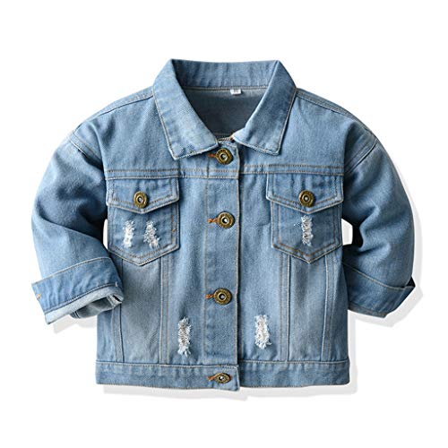Baby Boys Girls Denim Jacket Kids Toddler Button Down Jeans Jacket Top Coat Outerwear (Blue, 12-18 Months)