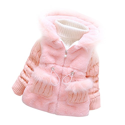 Baby Girls Infant Toddler Winter Knited Outerwear Coats Snowsuit Jackets(Pink,3-4years) Tag Size 12