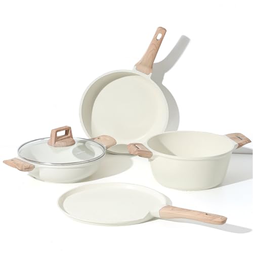 CAROTE 4 Pieces Pots and Pans Set Nonstick, Kitchen Cookware Sets, Induction Cookware, Pans for Cooking, Healthy Low-Fat (ICE)