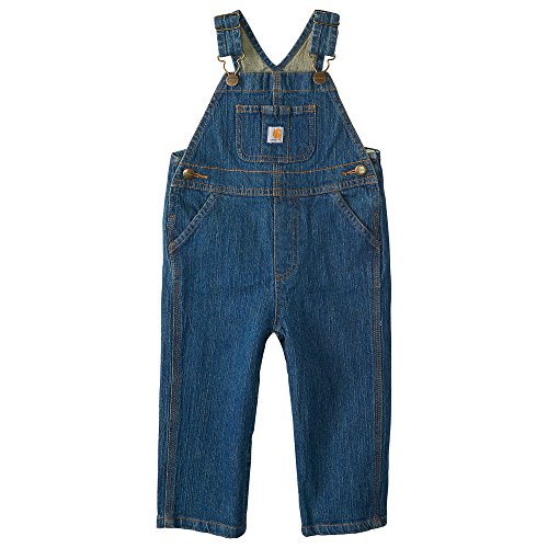 Carhartt boys Washed Denim Bib Overall, Medium Wash, 2T