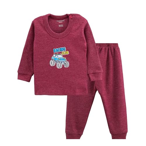 Cucumber Baby's Winter Wear Thermal Upper Full Sleeves Body Warmer Top Sweater and Lower Pyjama Bottoms (Maroon, 12-18 Month Baby)