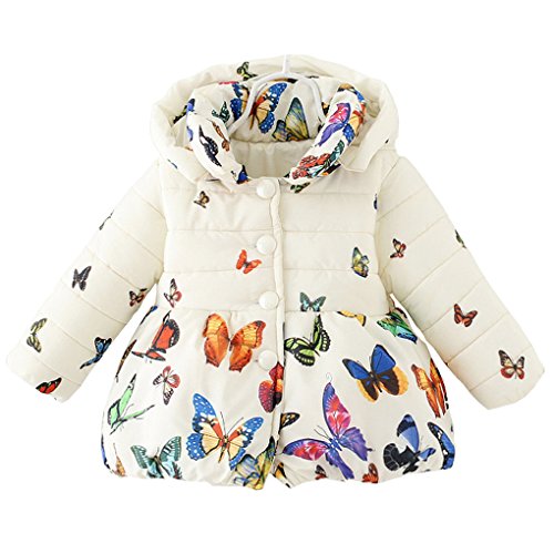 DORAMI Baby Girls Winter Autumn Cotton Warm Butterfly Jacket Coat (3T, Beige)