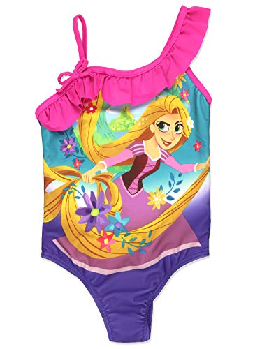 Disney Disney Tangled Rapunzel Princess Girls Swimwear Swimsuit (6X, Purple/Pink)