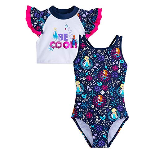 Disney Frozen Swimsuit and Rash Guard Set for Girls- Size 3