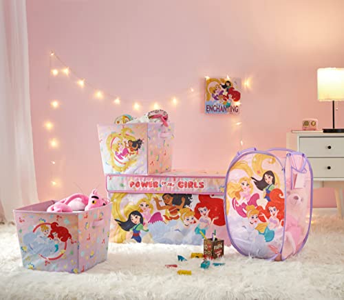 Disney Princess 4 Piece Storage Solution Set with Pop Up Hamper, Collapsible Storage Trunk and 2 Nestable Storage Bins