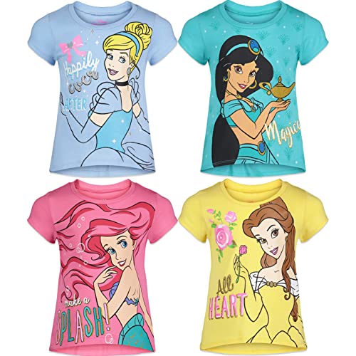 Disney Princess Cinderella Belle Toddler Girls 4 Pack Short Sleeve T-Shirts 10/12