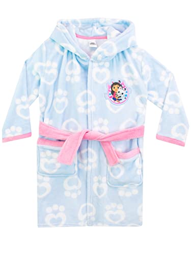 DreamWorks Girls Gabbys Dollhouse Dressing Gown Fleece Nightwear for Kids, Blue, 4-5 Years