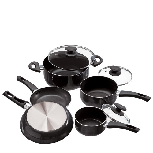 Ecolution PFOA Free, Tempered Glass Steam Vented Lids Elements Nonstick Cookware Set, 8 Piece, Gray