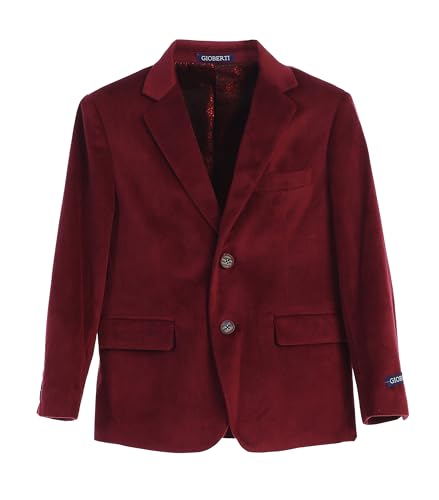 Gioberti Little Boys Formal Velvet Blazer with Designed Buttons, Burgundy, Size 4T