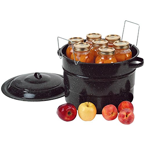 Granite Ware 0707-1 Steel/Porcelain Water-Bath Canner with Rack, 21.5-Quart, Black