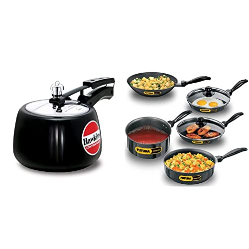 Hawkins Non-Induction Base Aluminium Pressure Cooker, Non-Stick Cookware