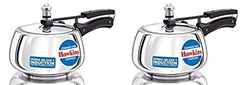 Hawkins Stainless Steel Contura Inner Lid Pressure Cooker 3 And 5 Litres, Set Of 2, 5 Liter