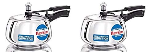 Hawkins Stainless Steel Contura Pressure Cooker 2 And 3 Litres, Set Of 2, 3 Liter