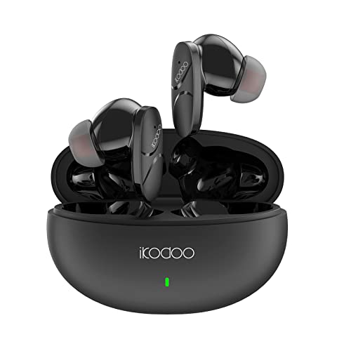IKODOO Buds Z Truly Wireless in-Ear Earbuds with Mic, AI-ENC, Upto 28 Hrs Playtime, 10mm Bass Drivers, Bluetooth 5.3, Quick Pair, IPX4, Type-C, Fast Charging-(10 Min = 90 Min) Black