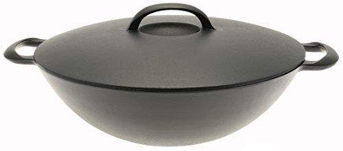 Iwachu Cast Iron Wok with Lid, Black