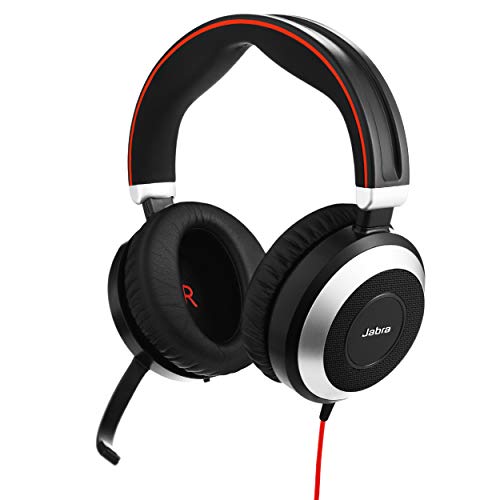 Jabra Evolve 80 UC Wired Headset Professional Telephone Headphones with Unrivalled Noise Cancellation for Calls and Music, Features World-Class Speakers and All Day Comfort