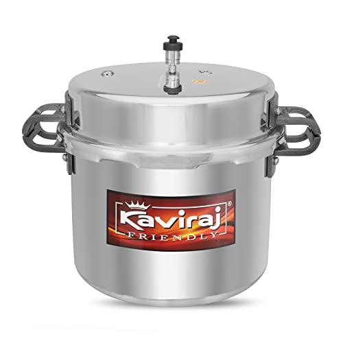 Kaviraj Bawarchi Large Size Aluminium Commercial Big Pressure Cooker with Outer Lid Gas Compatible for Healthy Cooking (18 Ltrs)