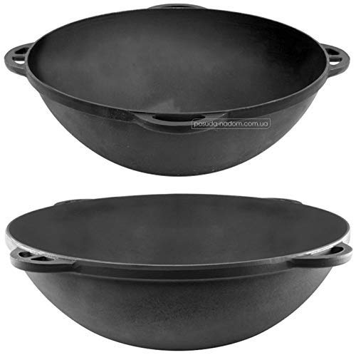 Kazan Uzbek 8 L Cast Iron Pot Plov Making Cookware Insulated Double Handle Pan Wide Mouth Dish Heavy Duty Oven with Lid