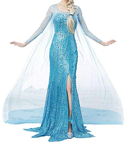 Koveinc Cosplay Cotton Kovenic Cosplay Princess Dress Women Girls Halloween Cosplay Costume Fancy Party Dress Up, Blue, Female-Large