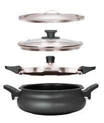 Kraft Magic Hard Anodised Handi Shape Pressure Cooker - 3.5 Litres | Mutlipurpose Lids Strainer and Glass lid | Induction and Gas Friendly | 2 Years Warranty | ISI Certified