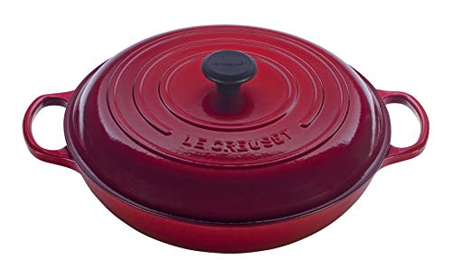 Le Creuset Signature Enameled Cast-Iron 3-3/4-Quart Round Braiser, Cerise (Cherry Red)
