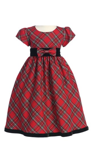Lito Special Occasion Holiday Christmas Year Red Plaid Dress Girl's 12