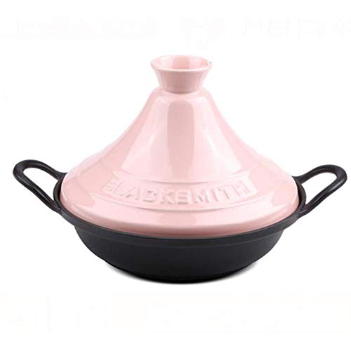 MYYINGBIN Moroccan Tagine Pot Enameled Cast Iron Casserole Non Stick Stew Pot with Lid Binaural Slow Cooker Micro Pressure Cooker, C
