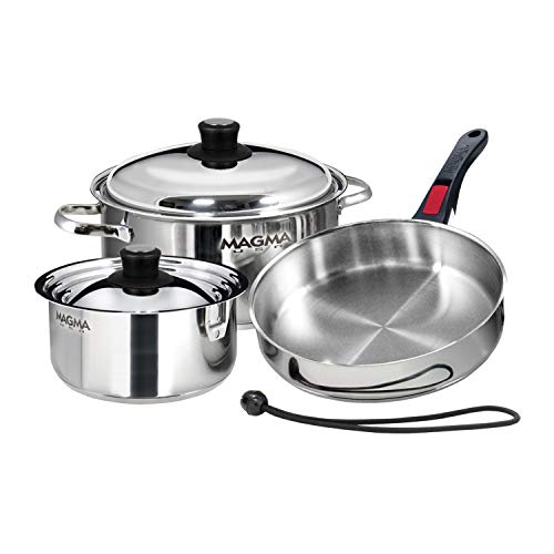 Magma 7 Piece Induction Cook-Top Gourmet Nesting Stainless Steel Cookware Set