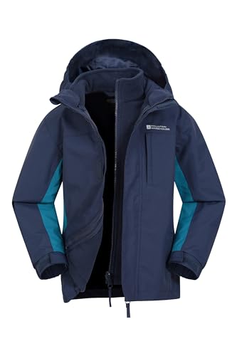 Mountain Warehouse Cannonball III Kids 3 in 1 Waterproof Jacket, Blue (01), 11-12 Years