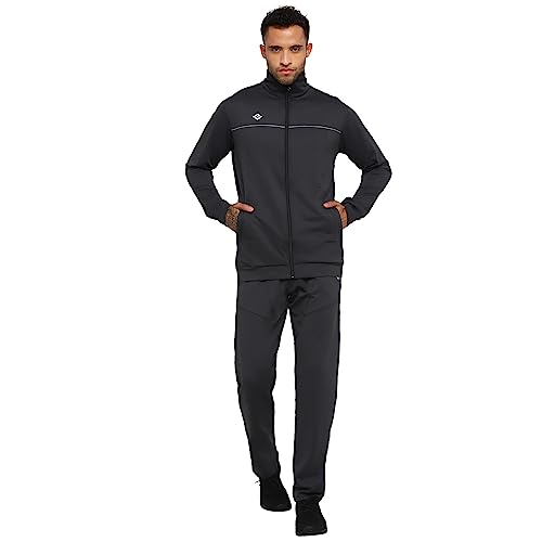 Nivia Solid Zipper Polyester Tracksuit for Men/Full Sleeve Tracksuits for Running & Sports-Grey(Small)