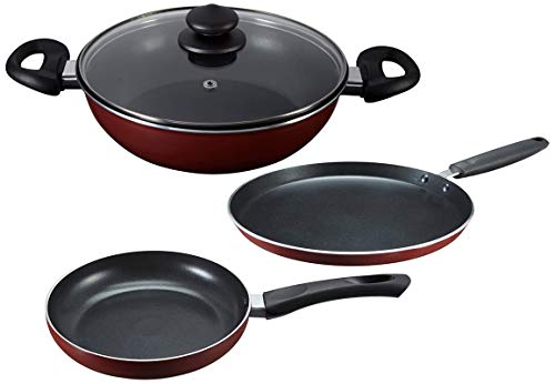 Omega Deluxe Induction Base Non-Stick Kitchen Set, 3-Pieces