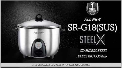 Panasonic SR-G18 (SUS) Stainless Steel Automatic Electric Rice Cooker (1.8 L, Silver)
