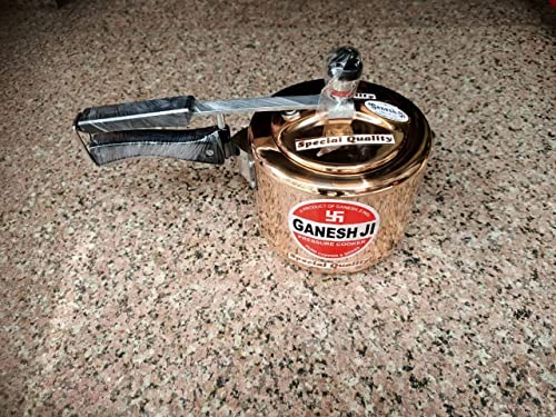 Parik Enterprises Heavy Quality Pure Copper Inner Lid Brass Cooker with Tin Coating (Kalai) Inside (3 Liters)