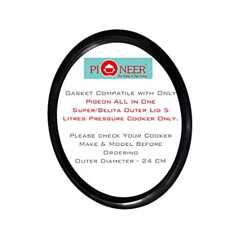 Pioneer Nitrile Rubber Gasket Ring Compatible with Pigeon All in One Super/Belita Pressure Cooker (Outer Lid_5 Litres) - Pack of 1