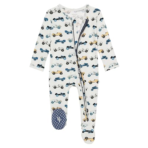 Posh Peanut Baby Rompers Pajamas - Newborn Sleepers Boy Clothes - Kids One Piece PJ - Soft Viscose from Bamboo (Enzo, Newborn)