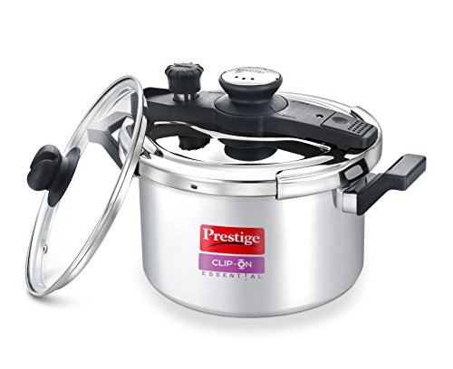 Prestige Clip-On Essential Aluminium 5 L Outer Lid Pressure Cooker, Silver, 5 Liter