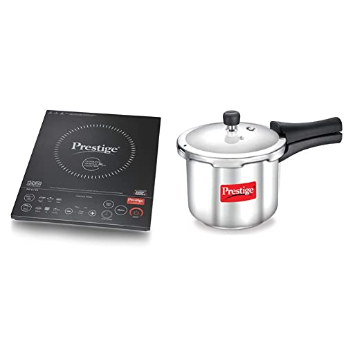 Prestige Induction Cooktop PIC 6.1 V10 + Prestige Popular Stainless Steel Pressure Cooker, 2 litres, Silver