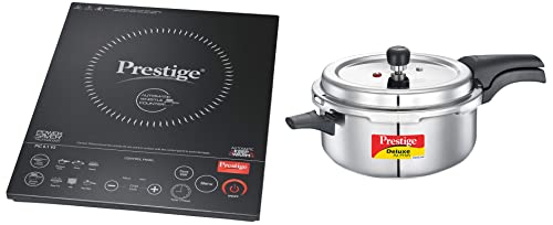 Prestige Induction Cooktop PIC 6.1 V15 + Prestige Svachh, 20255, 5 L, Deep Pressure Pan, with deep lid for Spillage Control