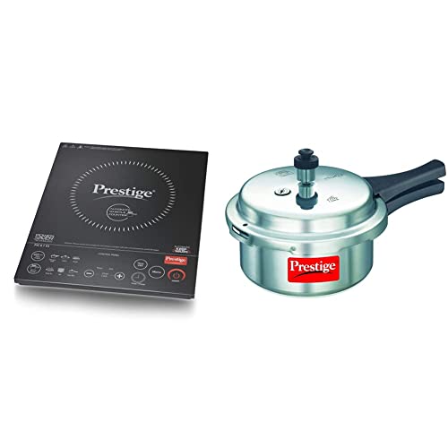 Prestige Induction Cooktop PIC 6.1 V18 + Prestige Popular Aluminium Pressure Cooker, 2 litres, Silver