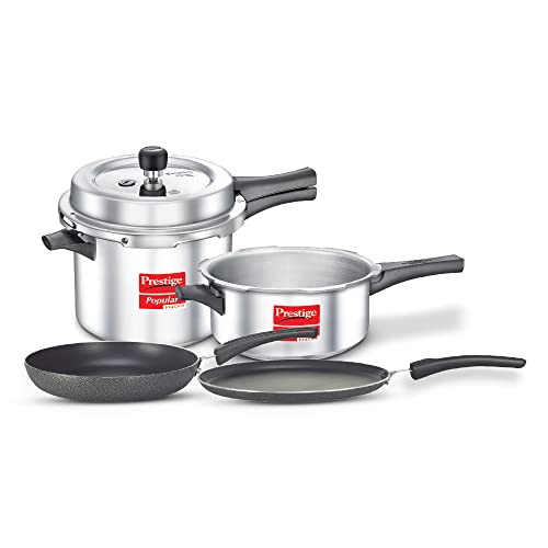 Prestige Kitchen Starter Pack (Popular Svachh 5 LTR + 3 LTR Body + Fry Pan 200mm + Tawa 275mm)