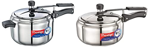 Prestige Nakshatra Alpha Stainless Steel Pressure Cooker, 3.5 Litres,Silver & Nakshatra Alpha Stainless Steel Pressure Cooker, 5 Litres,Silver Combo, 5 Liter
