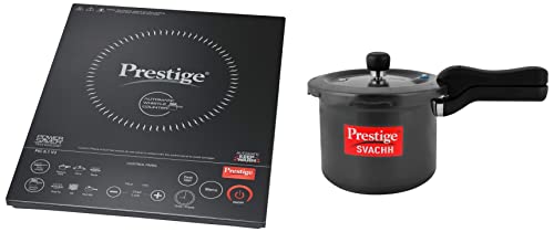 Prestige PIC 6.1 V3 2200-Watt Induction Cooktop (Black) & Prestige Svachh 3 Litre Aluminium Pressure Cooker with Hard Anodized Body (Black)