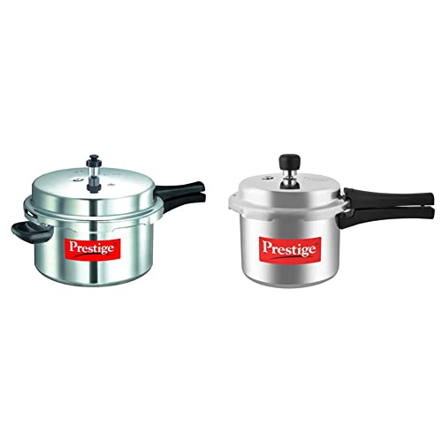 Prestige Popular Aluminium Pressure Cooker, 7.5 litres, Silver and Popular Aluminium Pressure Cooker, 3 litres, Silver Combo