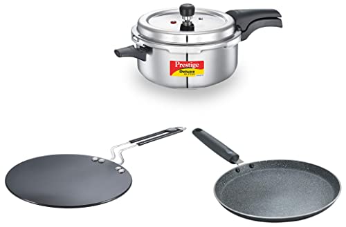 Prestige Svachh, 20255, 5 L, Deep Pressure Pan & Prestige Aluminium Hard Anodised Cookware Induction Base Paratha Tawa, 265 mm, Black & Prestige Omega Deluxe Granite Dosa Tawa, 300mm, Black