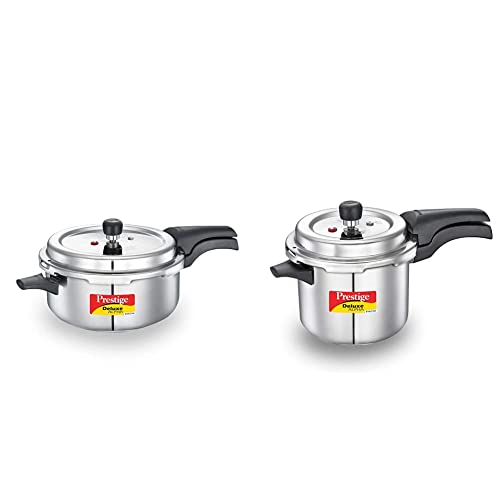 Prestige Svachh, 20255, 5 L, Deep Pressure Pan, with deep lid for Spillage Control + Prestige Svachh Deluxe Alpha 3.5 Litre Stainless Steel Pressure Cooker