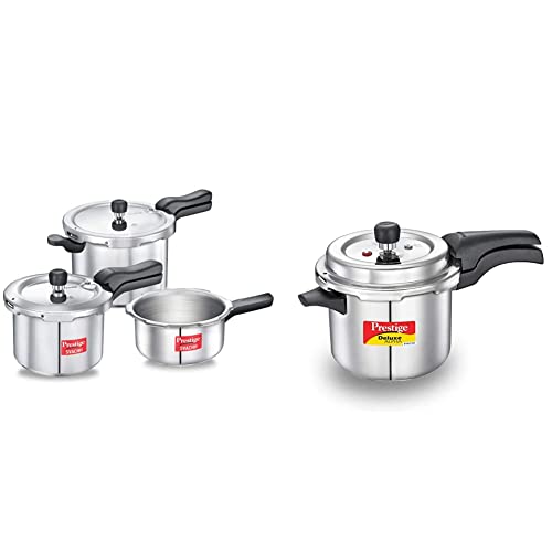 Prestige Svachh Aluminium 2+3+5 Litre Combo cooker with Induction Base + Prestige Svachh Deluxe Alpha 3.5 Litre Stainless Steel Pressure Cooker